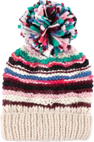 Shiraleah Virgo Multicolored Stripe Knt Beanie with Pom