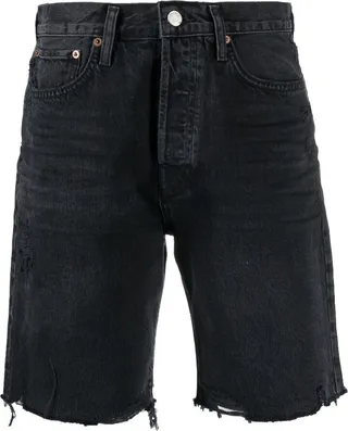 Black Ira Distressed Denim Shorts