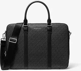 Hudson Logo and Leather Double-Gusset Briefcase