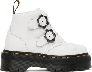 Dr. Martens White Devon Flower Platform Boots