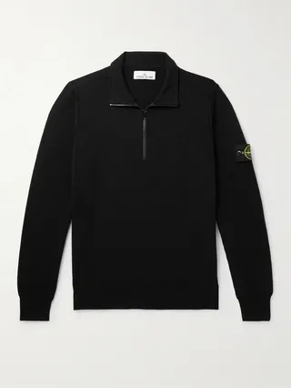 Logo-Appliquéd Cotton Half-Zip Sweater