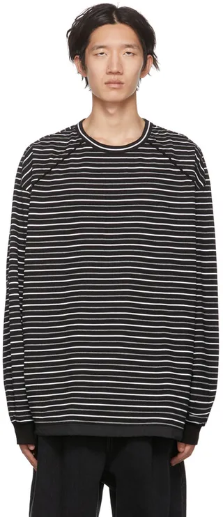Juun.J Black Striped Long Sleeve T-Shirt