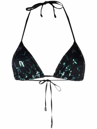 Iridescent Logo Triangle Bikini Top