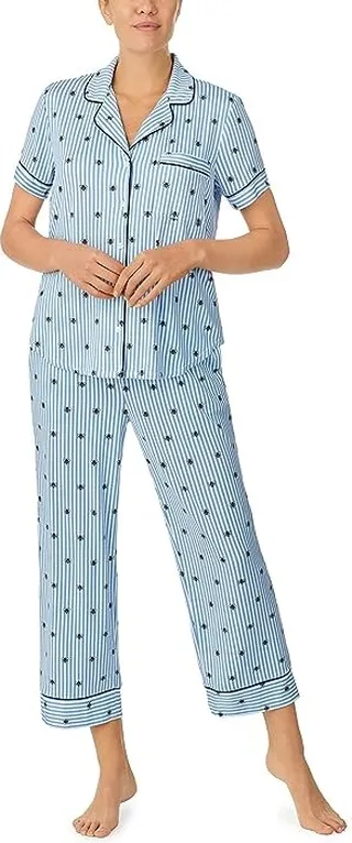 Kate Spade New York Short Sleeve Notch Cropped PJ Set (Busy Bee) Women's Pajama Sets