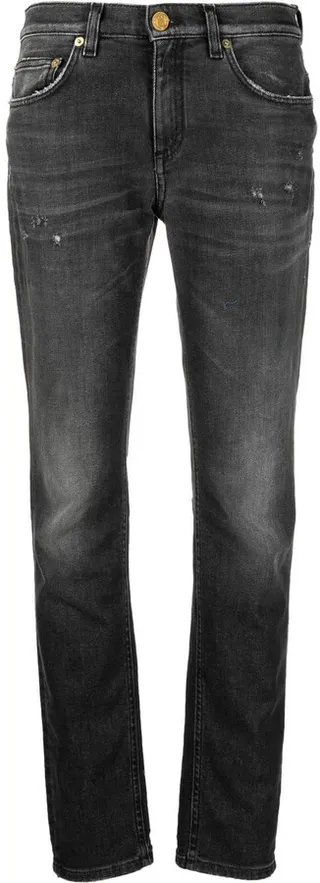 Distressed-Detail Straight-Leg Jeans