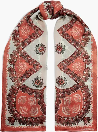 Printed silk-crepe scarf