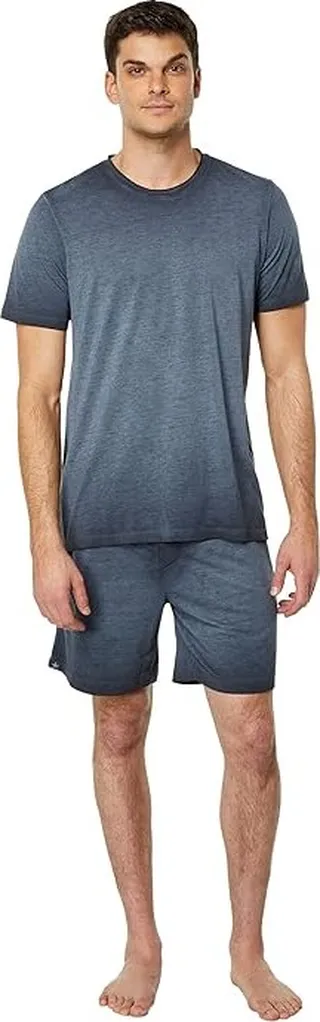 Barefoot Dreams Malibu Collection(r) Tri-Blend Tee and Shorts Set (Indigo) Men's Pajama Sets