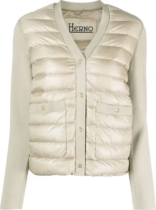 V-neck panelled padded jacket