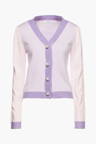 Color-block knitted cardigan
