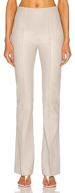 REMAIN Floral Bootcut Leather Pant in Grey