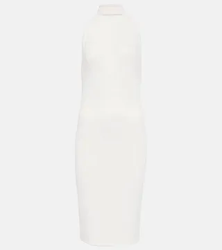 Mock-neck jersey minidress