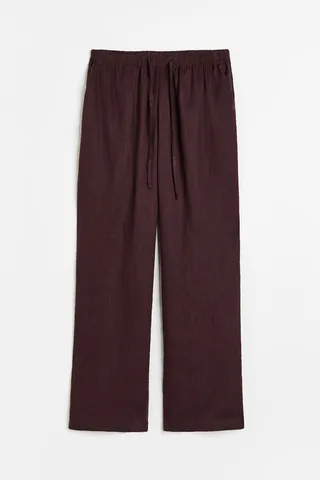 Wide-leg Linen-blend Pants