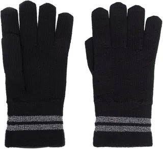 Metallic-Stripe Merino-Knit Gloves