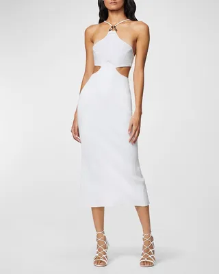 Cutout U-Ring Halter Recycled Midi Dress