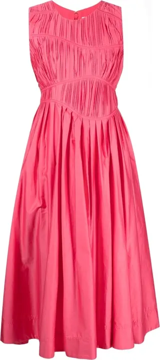 Asymmetric Pleated Midi Dress