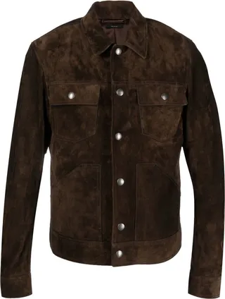 Brown Buttoned Suede Jacket