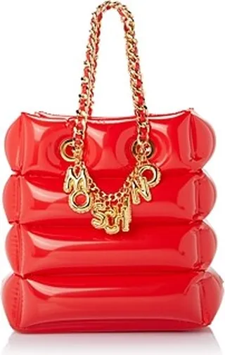 Moschino Quilted Logo Letter Charm Shoulder Bag