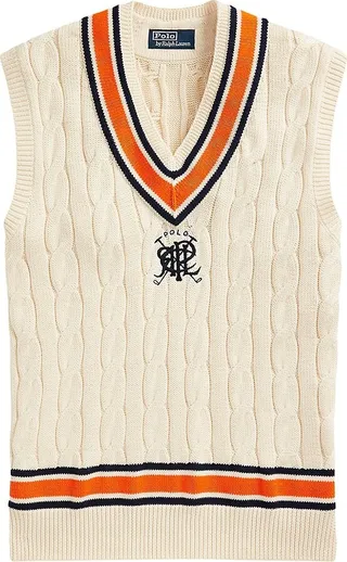 Logo Cable-Knit Cricket Vest