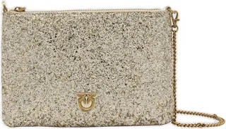Flat Classic Logo Plaque Glitter Shoulder Bag