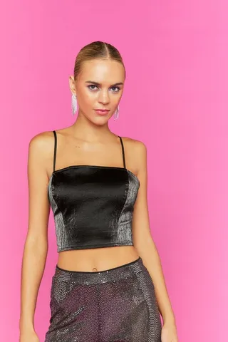 Faux Leather Cropped Cami