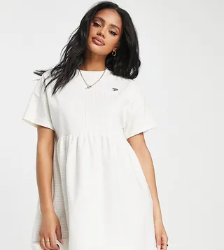 Puma Downtown babydoll dress in beige and white stripe