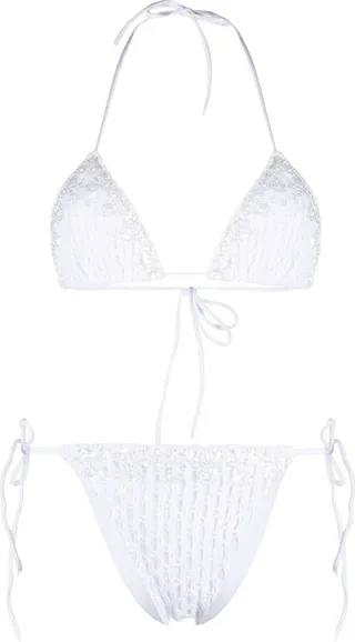 Sequin-Embellished Triangle Bikini