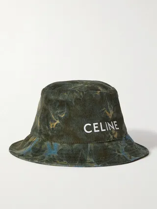 Logo-Print Tie-Dyed Cotton-Corduroy Bucket Hat