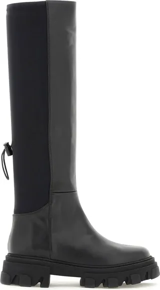 Leather And Fabric Combat Boots