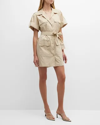 Short-Sleeve Weathercloth Mini Cargo Dress