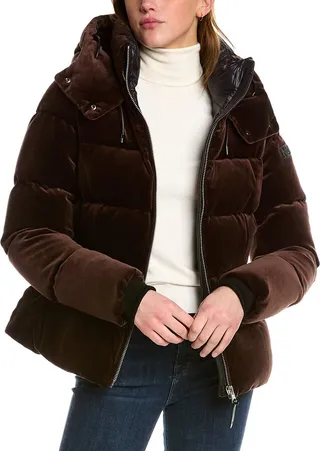 Mackage Madalyn-VT Leather-Trim Down Coat