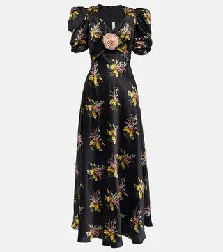 Floral silk satin maxi dress