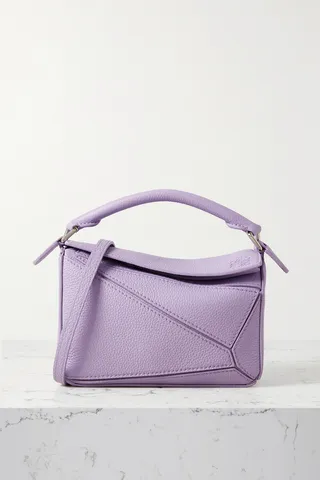 Loewe - Puzzle Mini Textured-leather Shoulder Bag - Purple