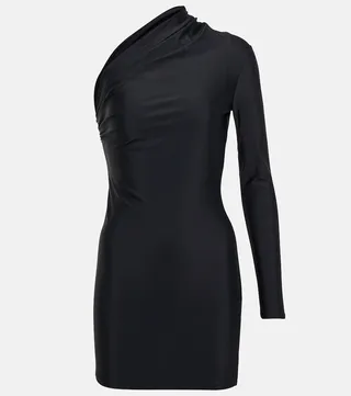 One-shoulder jersey minidress