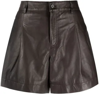 High-Waist Leather Shorts