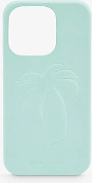 Mens Light Blue Brand-print Shell Iphone 14 Pro Phone Case