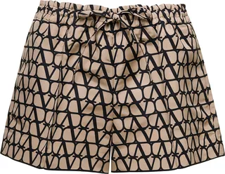 Black And Beige Short With Drawstring In Toile Iconographe Woman