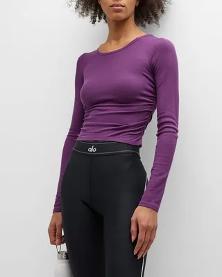 Gathered Long-Sleeve Crop Top