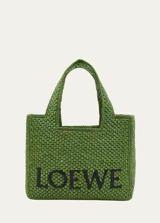 x Paula’s Ibiza Small Logo Raffia Tote Bag