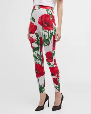 Poppy Floral-Print Zip-Hem Leggings