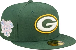 Men's New Era Green Green Bay Packers Super Bowl Xxxi Purple Pop Sweat 59FIFTY Fitted Hat