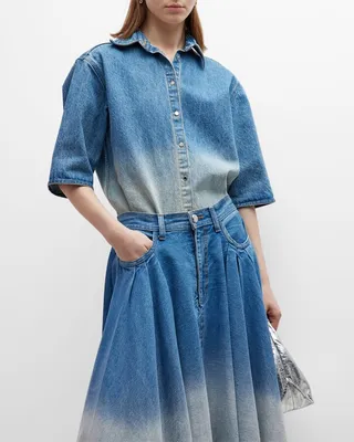 Ombre Denim Shirt Jacket