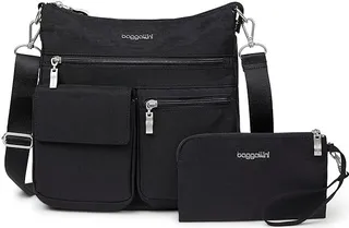 Baggallini Modern Everywhere Slim Crossbody (Black) Cross Body Handbags