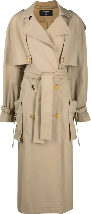 Long Belted Gabardine Trench