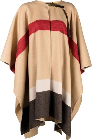 Striped Wool-Blend Cape