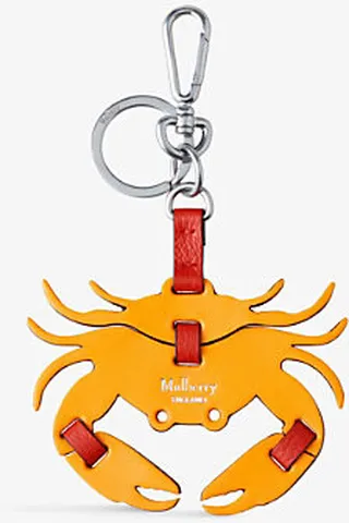 Tangerine Orange Crab Puzzle Leather Keyring