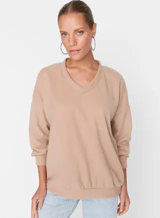 V-Neck Knitted Sweatshirt
