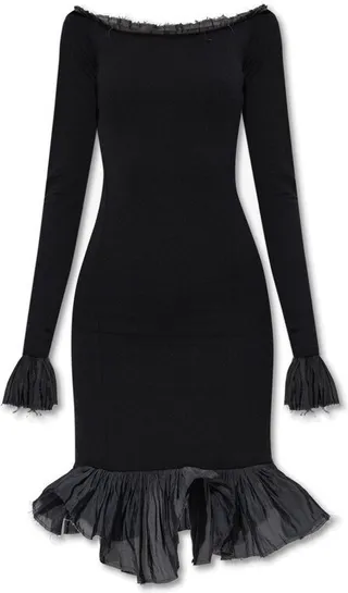 MM6 Maison Margiela Off-Shoulder Flared Hem Midi Dress