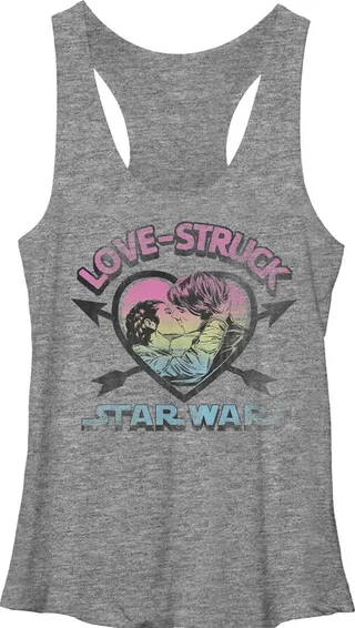 Women's Star Wars Love-Struck Han and Leia Racerback Tank Top - Gray Heather - Large