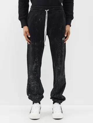 Logo-print Cracked-dye Cotton Track Pants