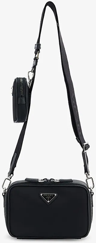 Mens Nero Logo-plaque Recycled-nylon Cross-body bag
